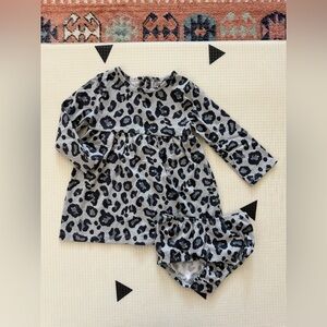 Wonder Nation|Baby girl Gray Leopard Print matching set,dress & diaper cover•18M